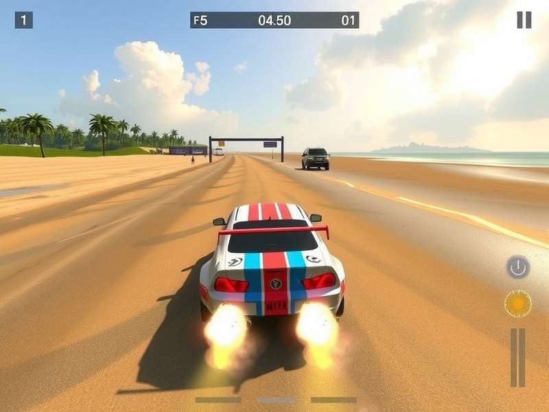 Ratnagiri Beach Race gameplay screenshot showing cars racing on beach
